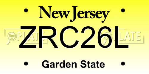 ZRC26L New Jersey License Plate