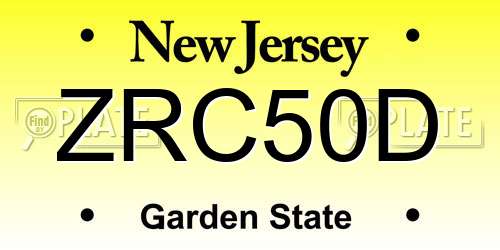 ZRC50D New Jersey License Plate