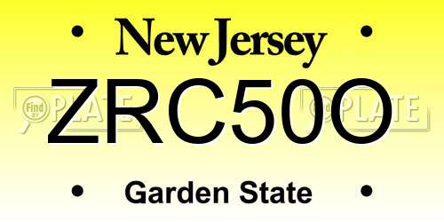 ZRC50O New Jersey License Plate