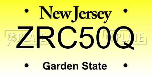 ZRC50Q New Jersey License Plate