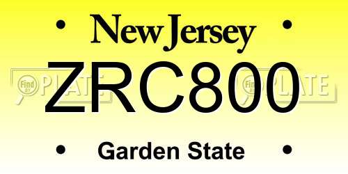 ZRC800 New Jersey License Plate