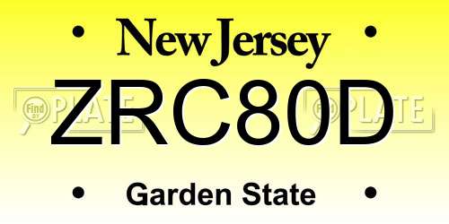 ZRC80D New Jersey License Plate