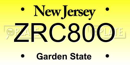 ZRC80O New Jersey License Plate