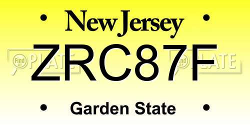 ZRC87F New Jersey License Plate