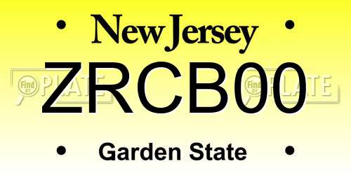 ZRCB00 New Jersey License Plate