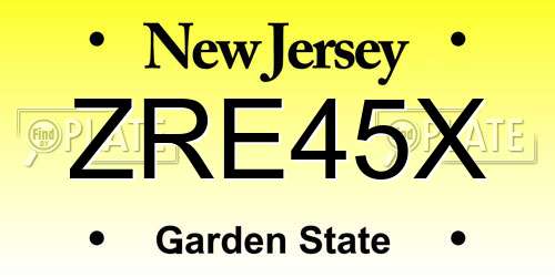 ZRE45X New Jersey License Plate