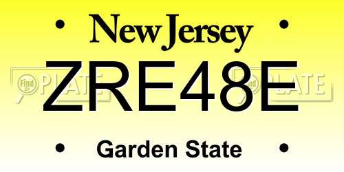 ZRE48E New Jersey License Plate