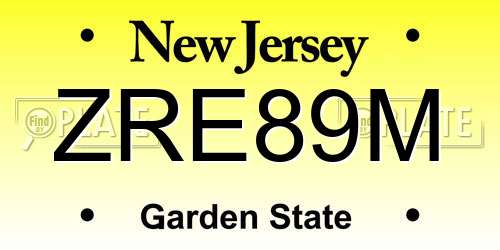 ZRE89M New Jersey License Plate