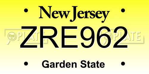 ZRE962 New Jersey License Plate