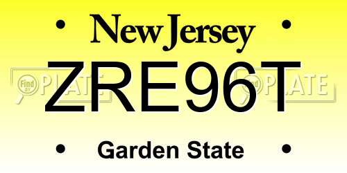 ZRE96T New Jersey License Plate