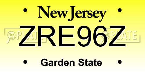 ZRE96Z New Jersey License Plate