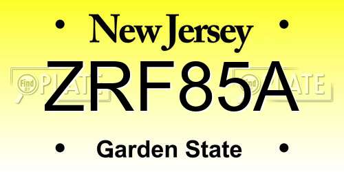 ZRF85A New Jersey License Plate