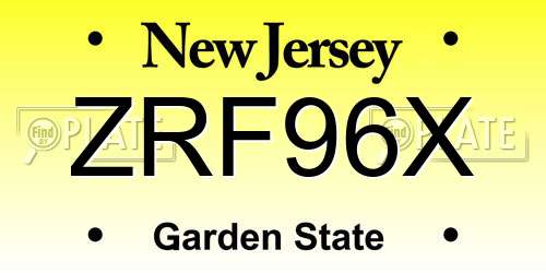 ZRF96X New Jersey License Plate