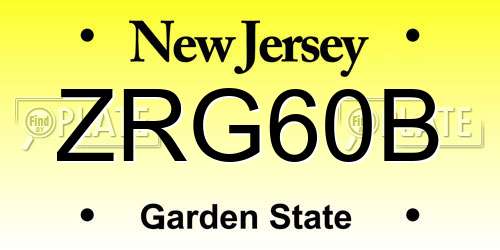 ZRG60B New Jersey License Plate