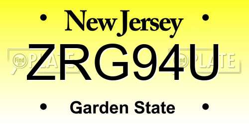 ZRG94U New Jersey License Plate