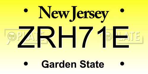 ZRH71E New Jersey License Plate