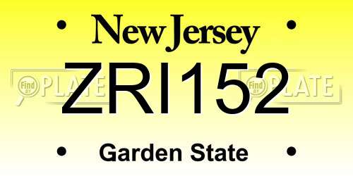 ZRI152 New Jersey License Plate