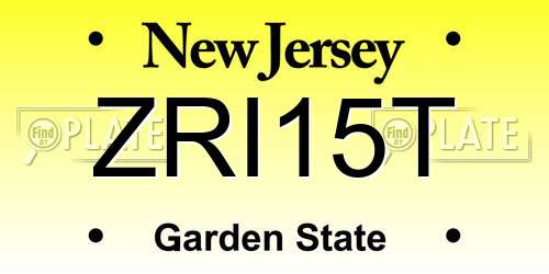 ZRI15T New Jersey License Plate
