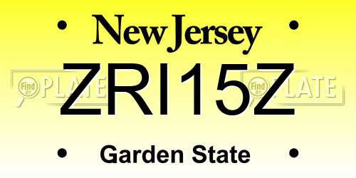 ZRI15Z New Jersey License Plate