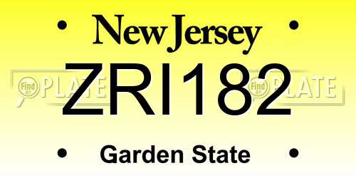 ZRI182 New Jersey License Plate