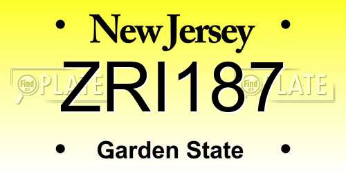 ZRI187 New Jersey License Plate