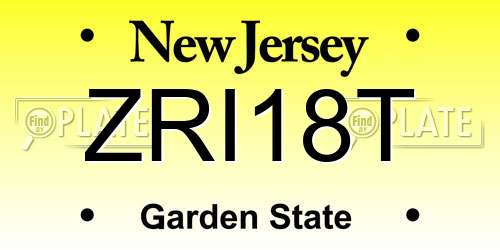 ZRI18T New Jersey License Plate