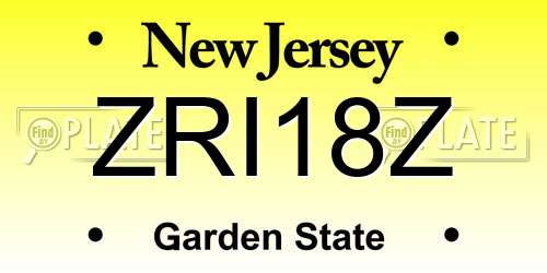 ZRI18Z New Jersey License Plate