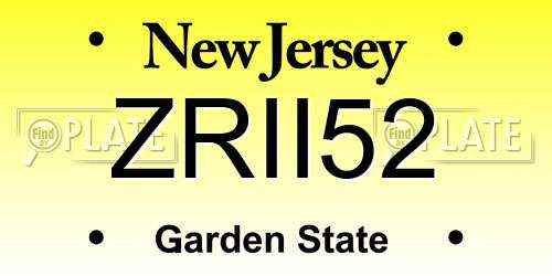 ZRII52 New Jersey License Plate