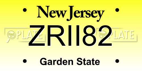 ZRII82 New Jersey License Plate