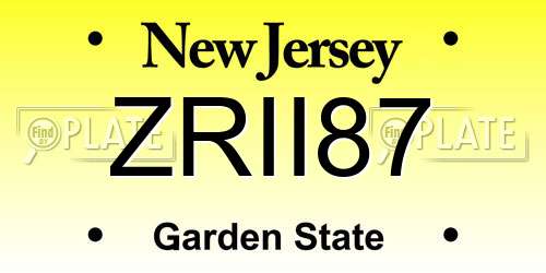 ZRII87 New Jersey License Plate
