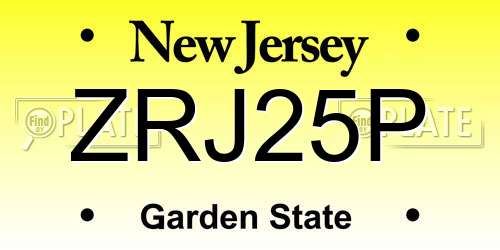ZRJ25P New Jersey License Plate
