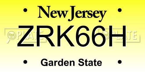 ZRK66H New Jersey License Plate