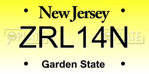 ZRL14N New Jersey License Plate