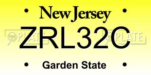 ZRL32C New Jersey License Plate