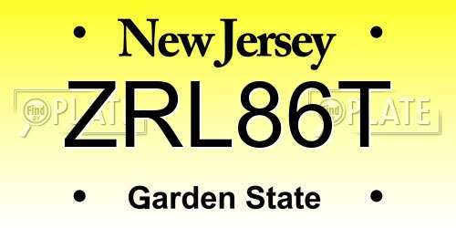 ZRL86T New Jersey License Plate