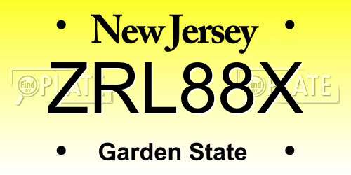 ZRL88X New Jersey License Plate
