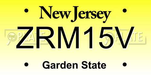 ZRM15V New Jersey License Plate