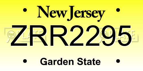 ZRR2295 New Jersey License Plate
