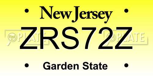 ZRS72Z New Jersey License Plate