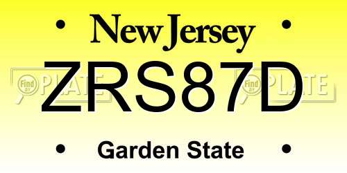 ZRS87D New Jersey License Plate
