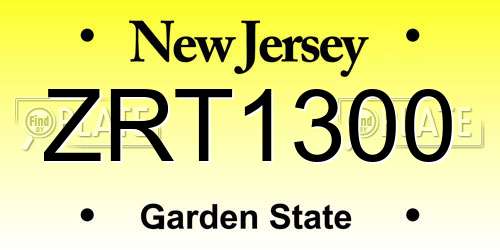 ZRT1300 New Jersey License Plate