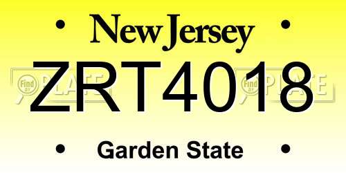ZRT4018 New Jersey License Plate