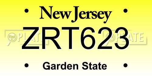 ZRT623 New Jersey License Plate