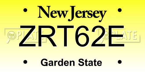ZRT62E New Jersey License Plate