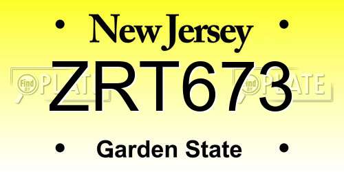 ZRT673 New Jersey License Plate