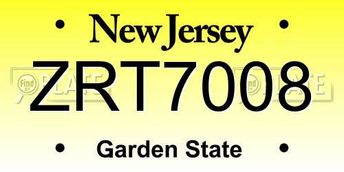 ZRT7008 New Jersey License Plate