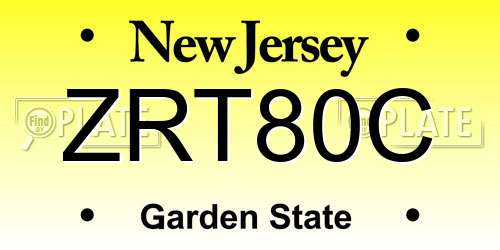 ZRT80C New Jersey License Plate