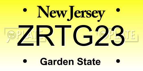 ZRTG23 New Jersey License Plate