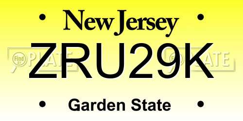 ZRU29K New Jersey License Plate