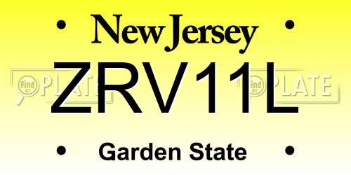 ZRV11L New Jersey License Plate